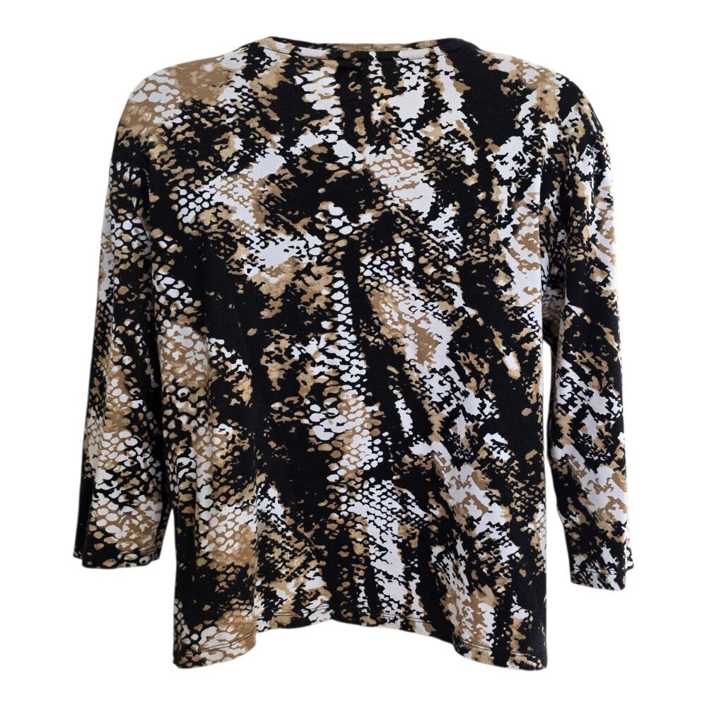 Anne Klein Women’s Large Snake Print V-Neck 3/4 Sleeve Stretch Blouse Top Soft - Picture 3 of 8